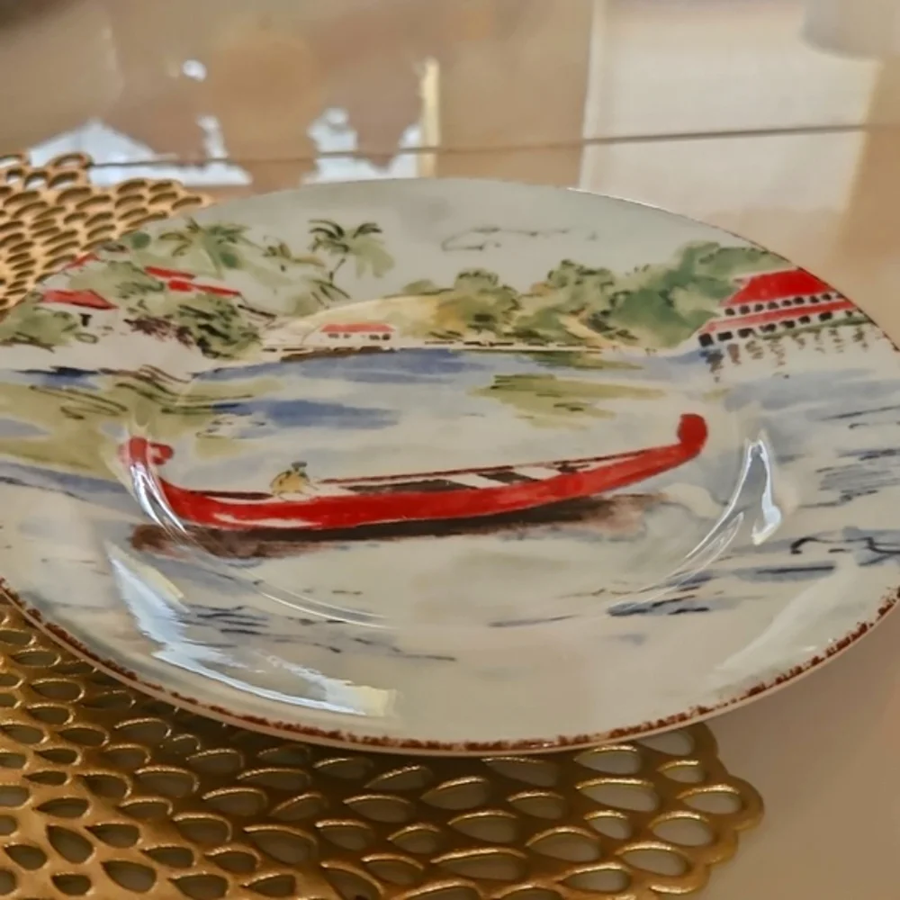 2 Piece Decorative Plates Collectable By PIER 1 IMPORTS Porcelain.